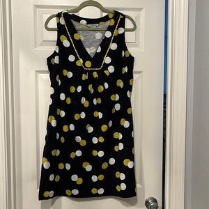 Boden sleeveless knit dress 100% cotton, navy polka print Size 14